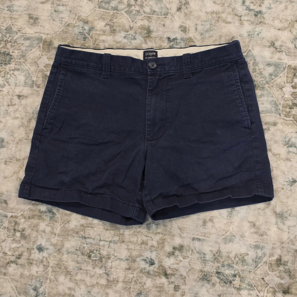J.Crew Mens Navy Blue 5 Inch Inseam Chino Shorts Size 31 Stretch Cotton Casual